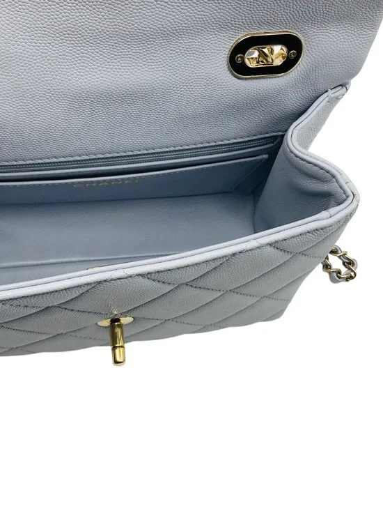 Chanel Light Blue Quilted Caviar Leather Retro Top Handle Flap Bag - Picture 10 of 14